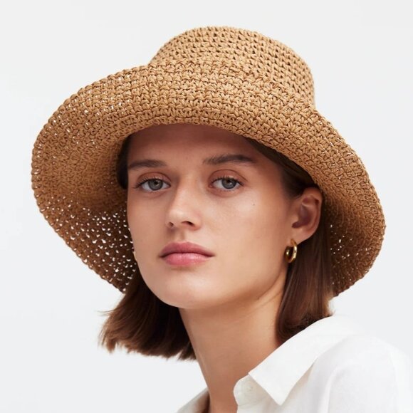 NWT Madewell Sz S/M Lantern Straw Hat Desert Dune Tan Women's NP770 - Picture 2 of 10